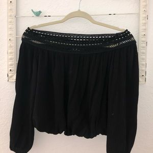 Black off-the-shoulder crop top